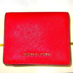 Michael Kors Red Wallet and Card Holder - used once